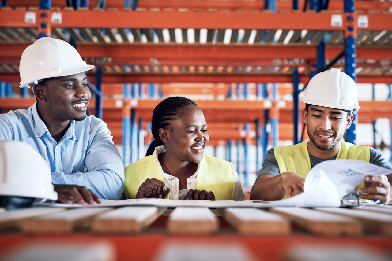 Builders at a construction site